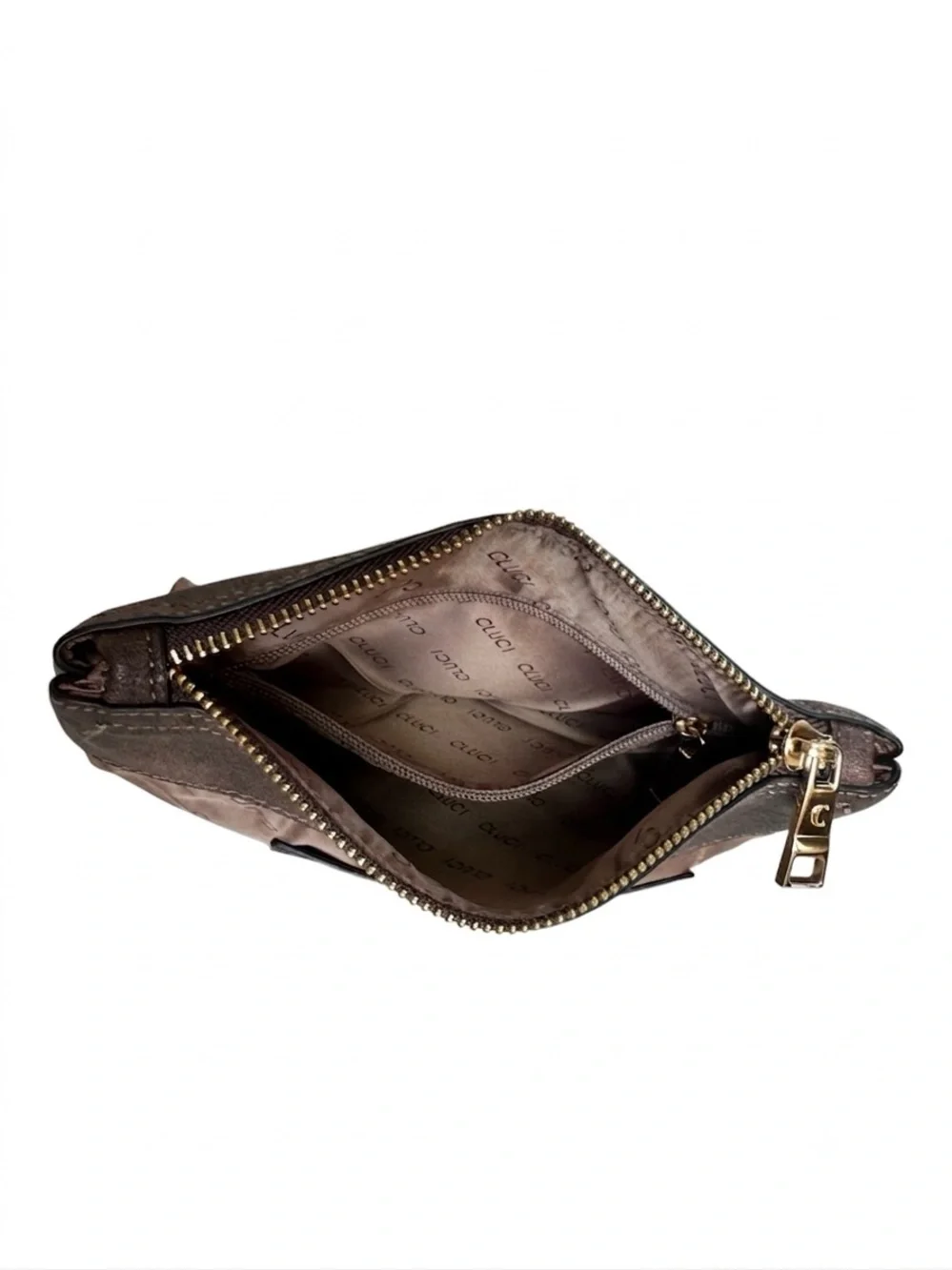 CLUCl Hobo Bag with Matching Cosmetic Pouch Vegan Leather V Design Designer Tote